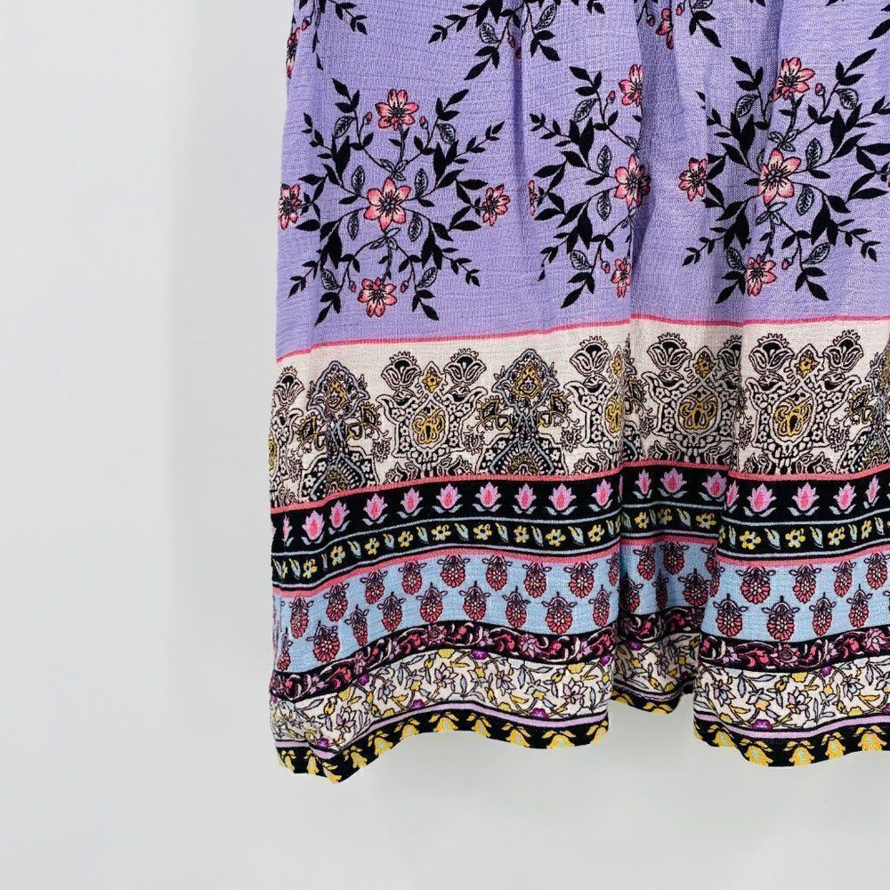 Hem & Thread Size Small Purple Boho Floral Pleated Sleeveless Blouse Top - Picture 4 of 9